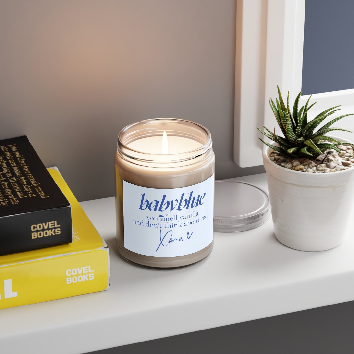 you smell vanilla and don't think about me - babyblue Candle