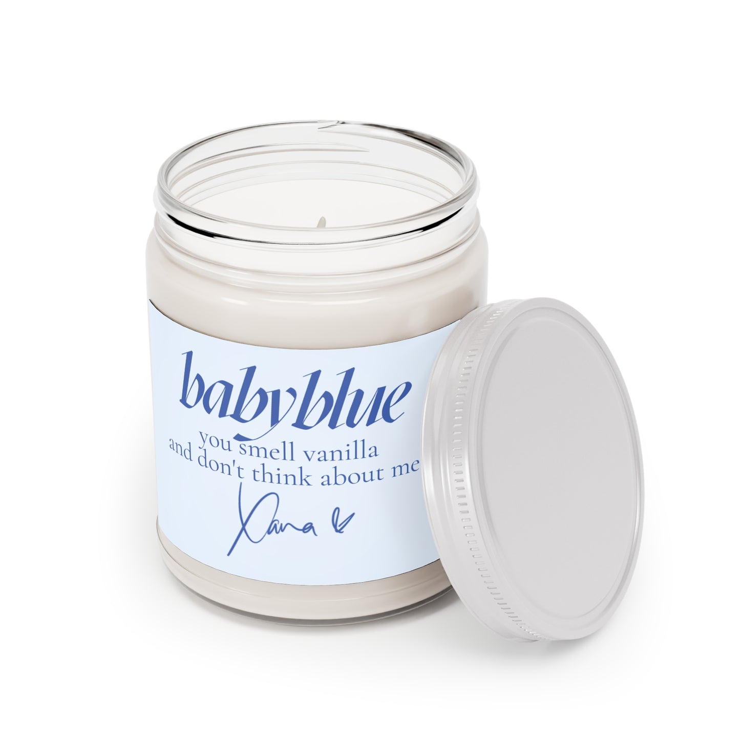 you smell vanilla and don't think about me - babyblue Candle