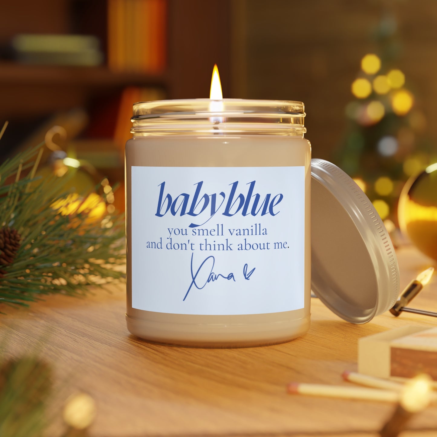 you smell vanilla and don't think about me - babyblue Candle