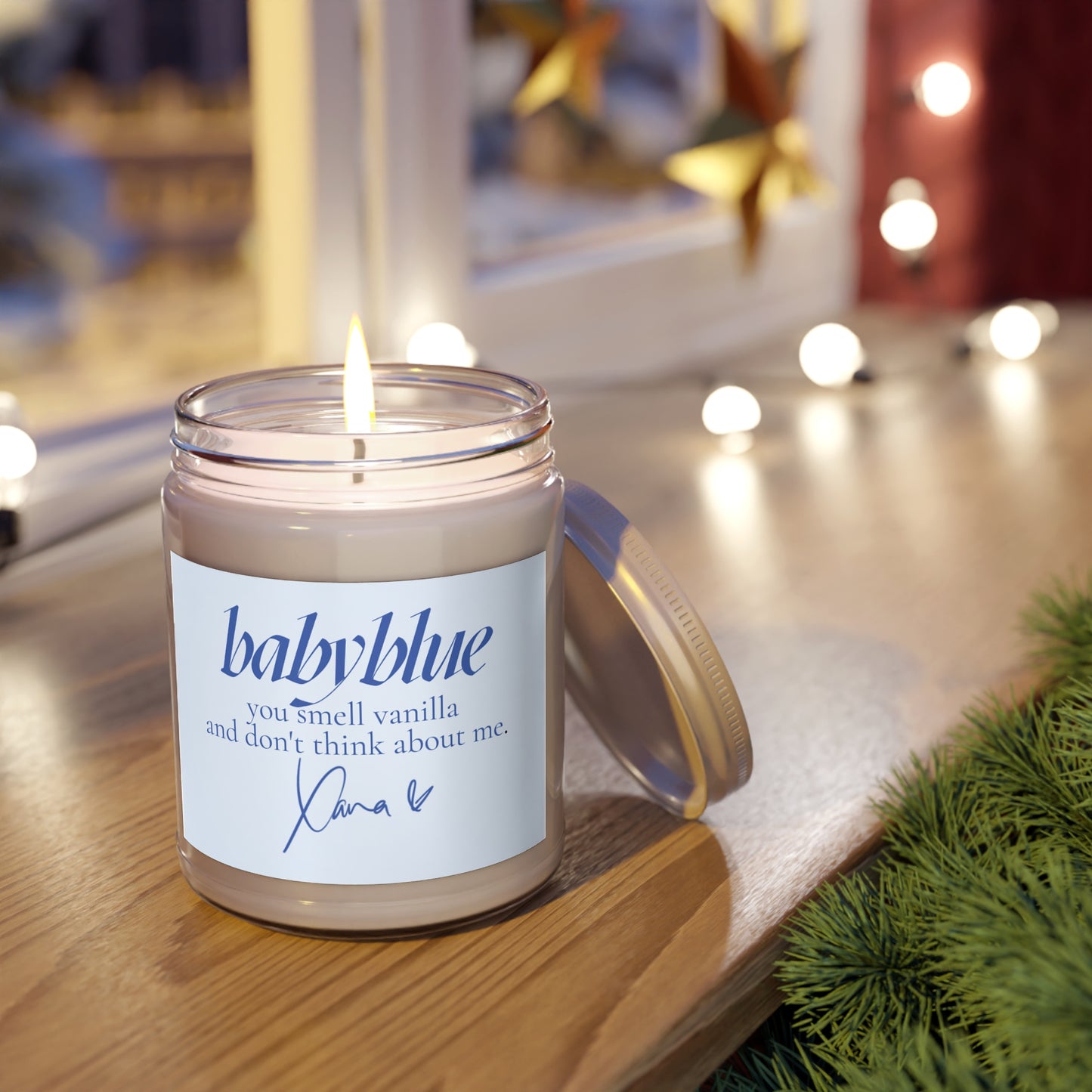 you smell vanilla and don't think about me - babyblue Candle