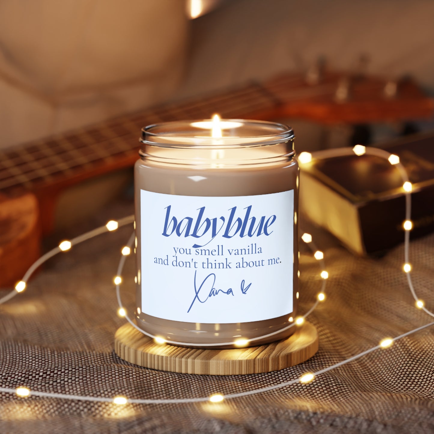 you smell vanilla and don't think about me - babyblue Candle